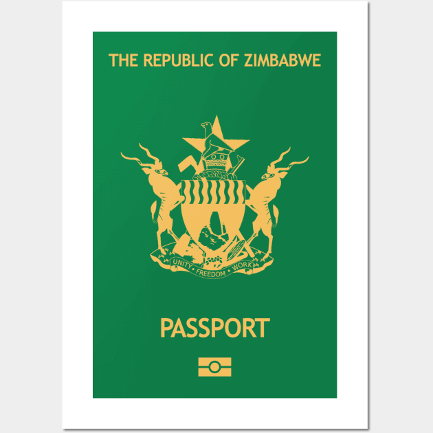 Zimbabwe passport Wall Art by Travellers